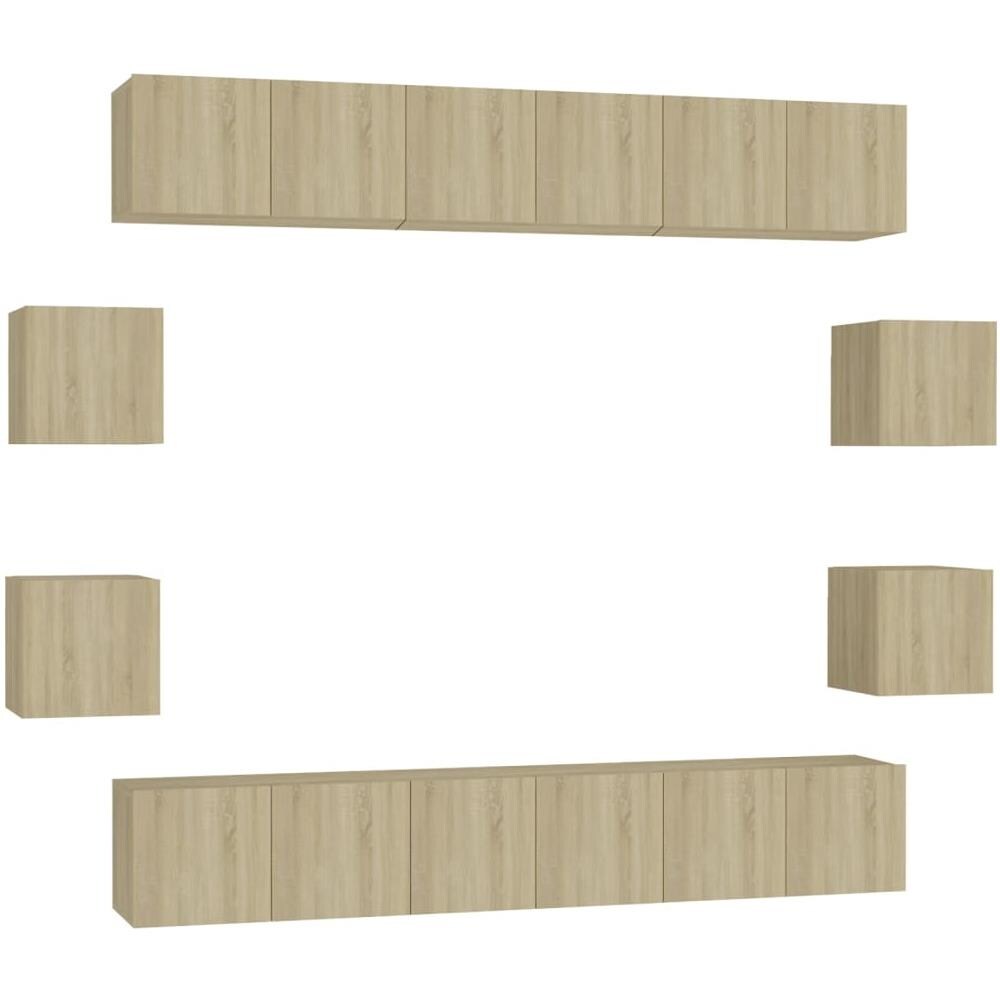 Set di Mobili Porta TV 10 pz Rovere Sonoma in Legno Multistrato - Foto 1