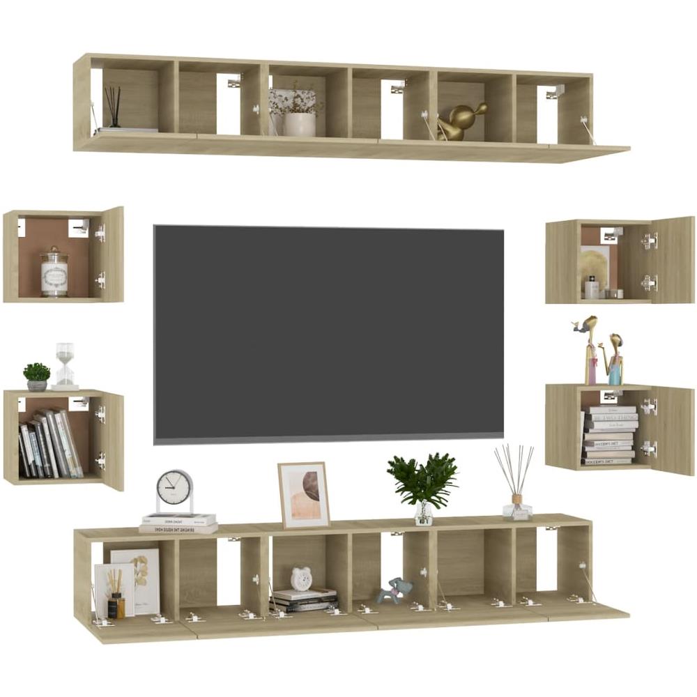 Set di Mobili Porta TV 10 pz Rovere Sonoma in Legno Multistrato - Foto 9