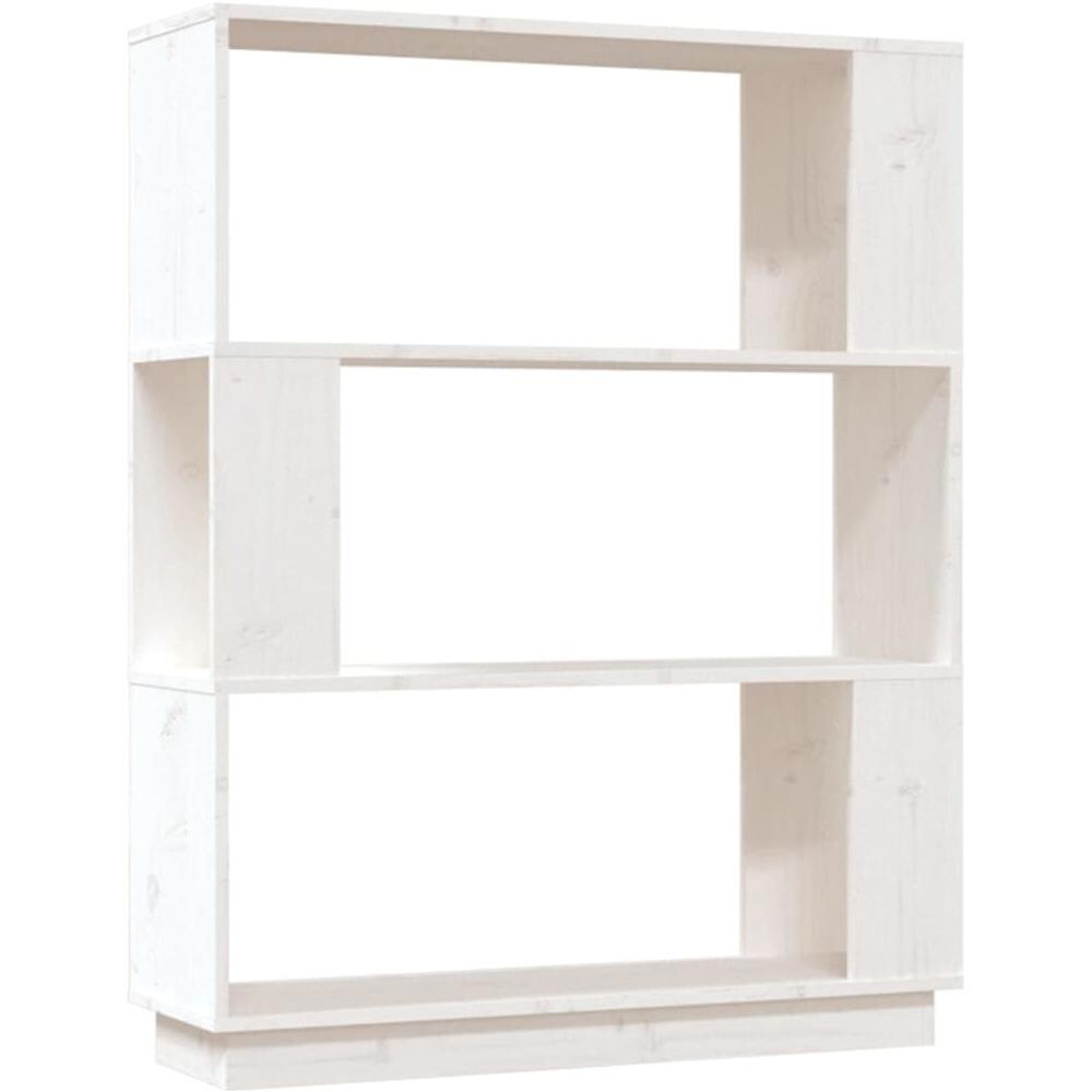 Libreria / divisorio Bianco 80x25x101 Cm Legno Massello Di Pino - Foto 2