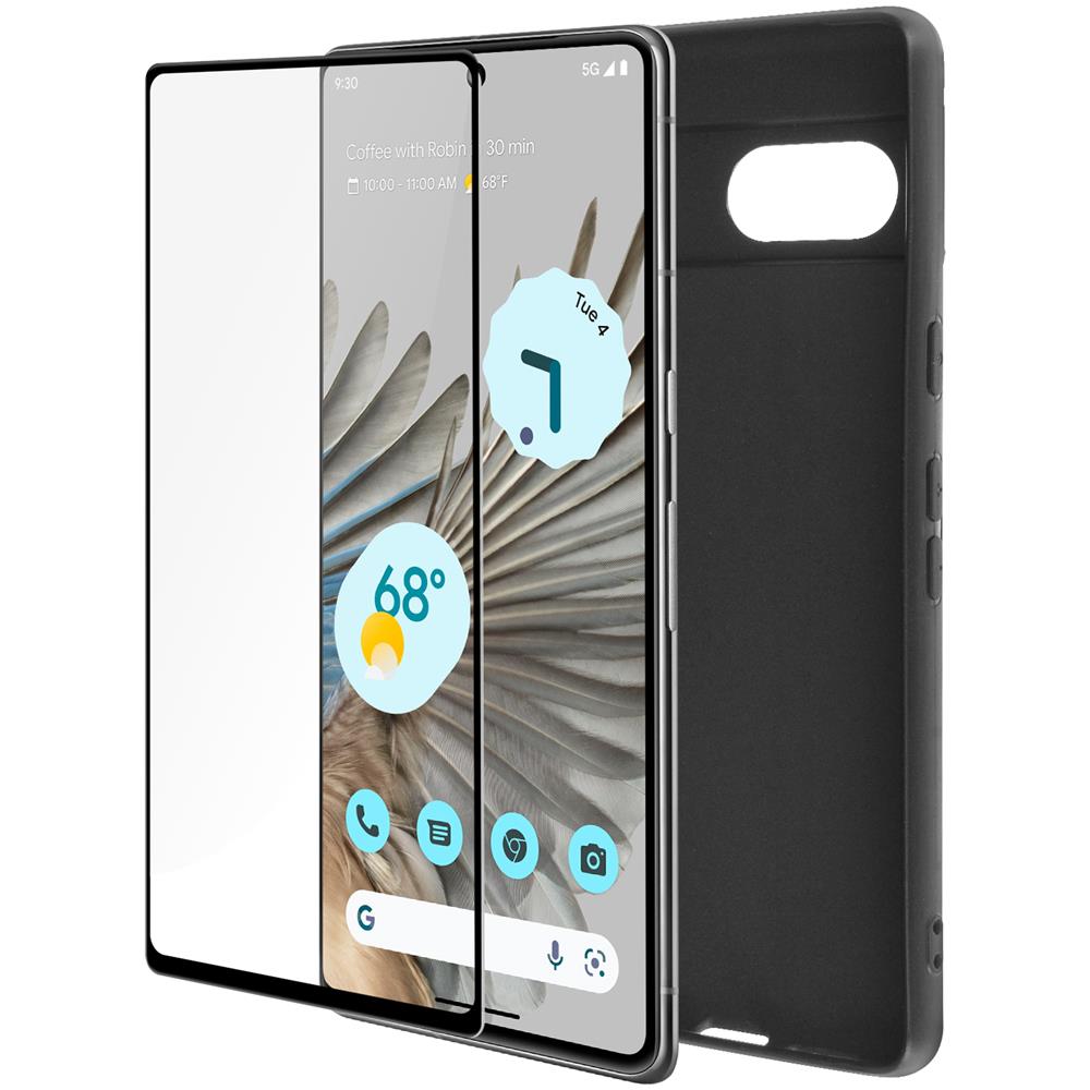 Cover Silicone Morbido Google Pixel 7 Nera + Vetro Temperato 9h Trasparente - Foto 1