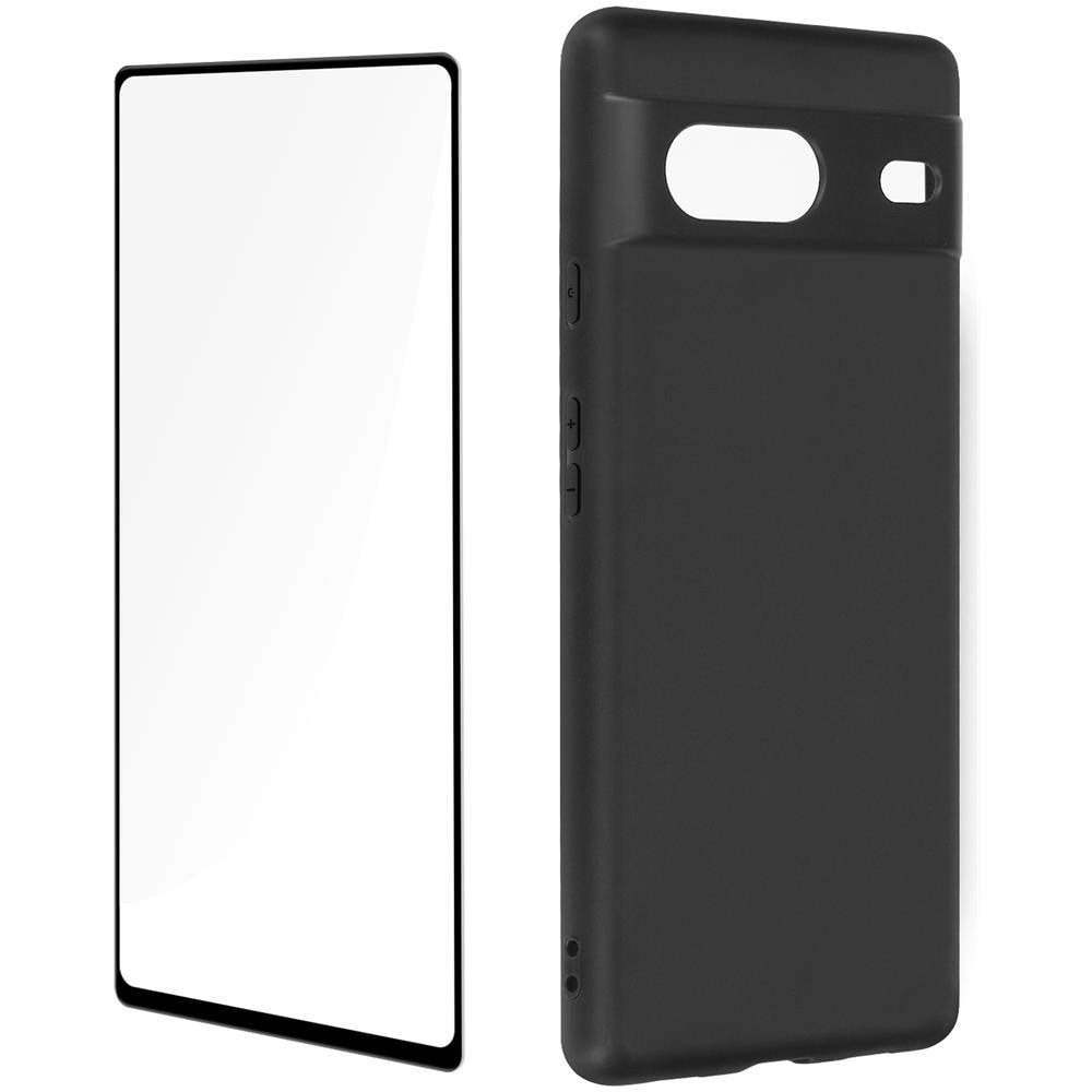 Cover Silicone Morbido Google Pixel 7 Nera + Vetro Temperato 9h Trasparente - Foto 2