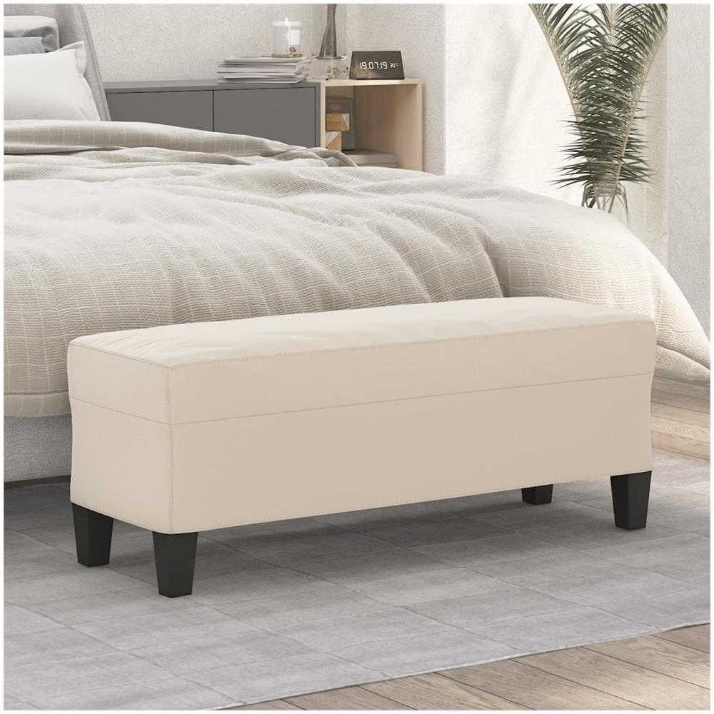 Panca Crema 100x35x41 Cm In Microfibra - Foto 1