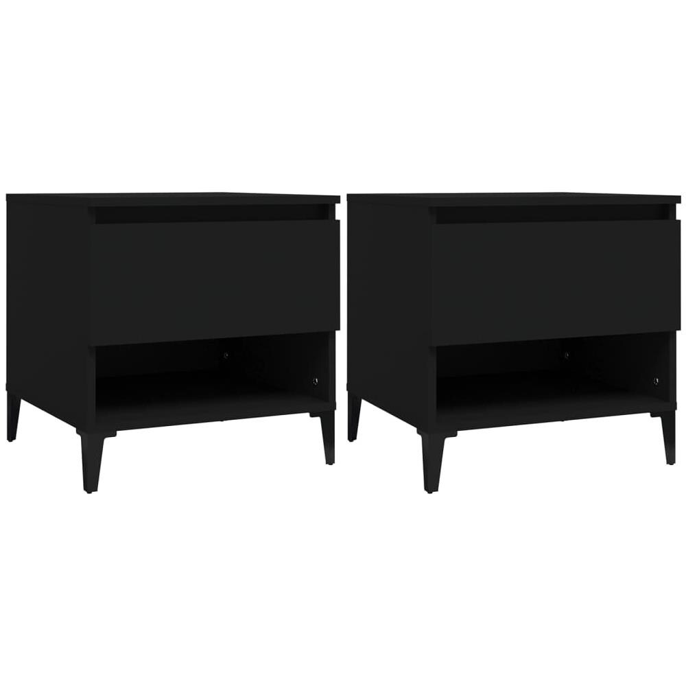 Tavolini 2 Pz Neri 50x46x50 Cm In Legno Multistrato - Foto 2