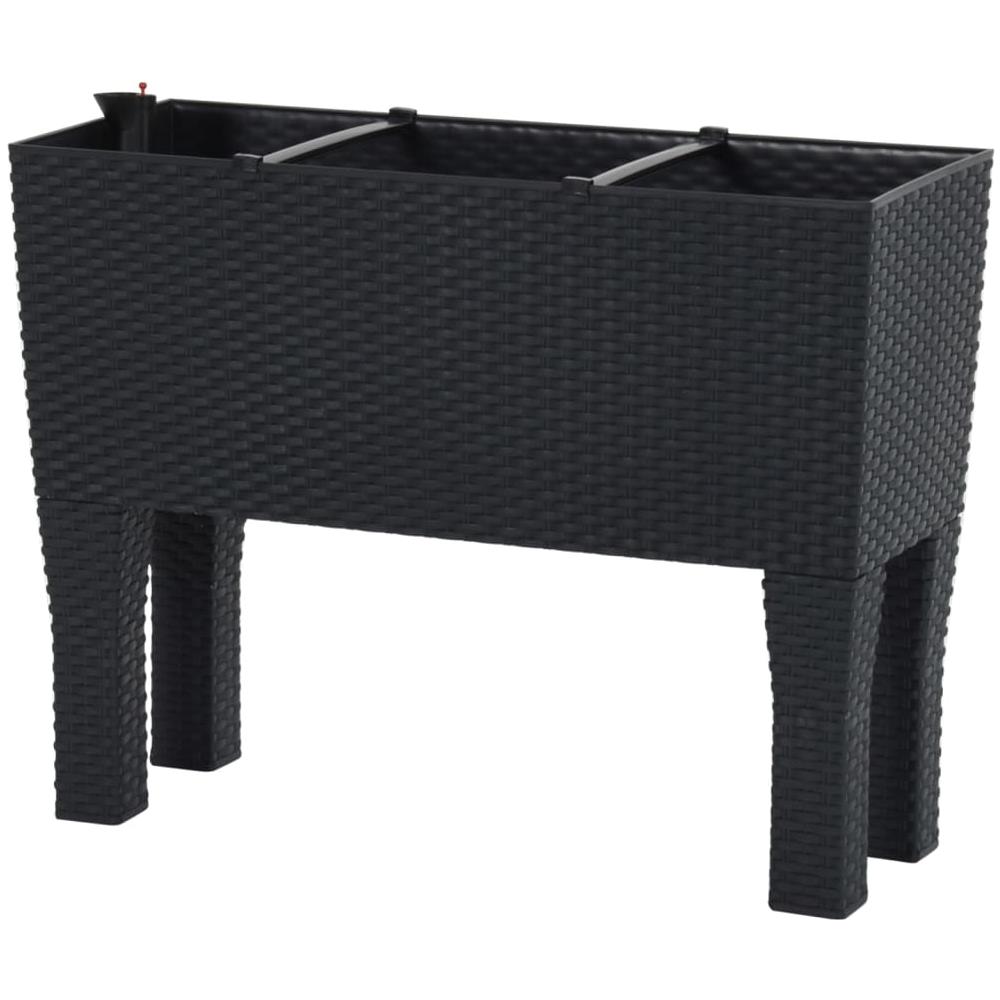 Fioriera Rialzata Da Giardino Antracite 60x25x46cm In Rattan Pp - Foto 2
