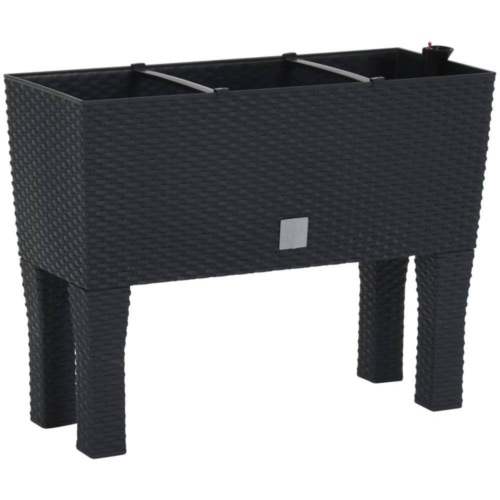Fioriera Rialzata Da Giardino Antracite 60x25x46cm In Rattan Pp - Foto 3