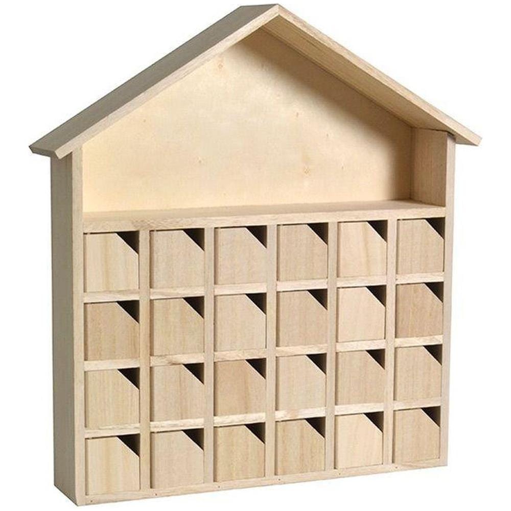 2 Calendari Dell'avvento In Legno Casa 31,5 X 7 X 34 Cm - Foto 1