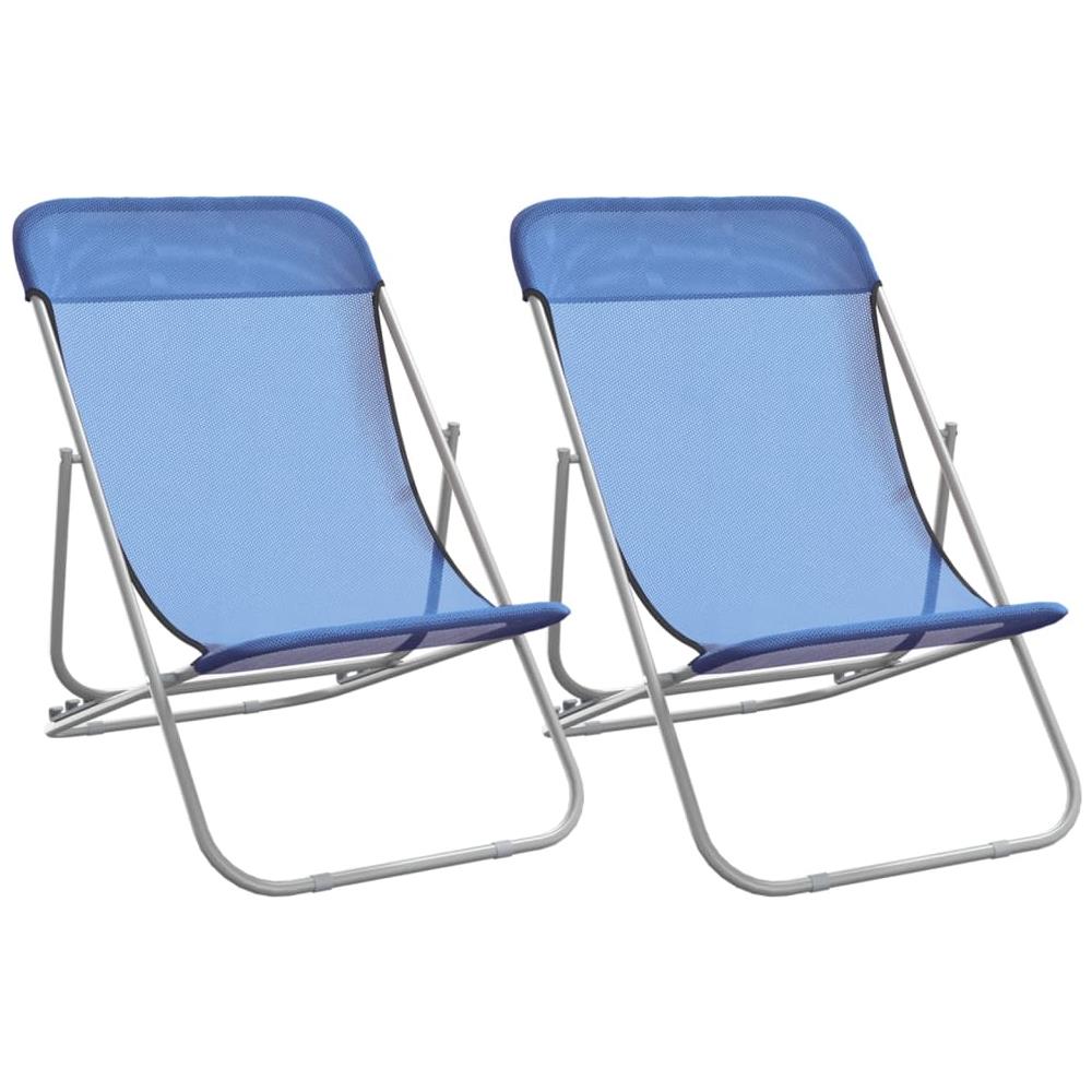 Sedie Pieghevoli 2 Pz Blu In Textilene E Acciaio Verniciato - Foto 2
