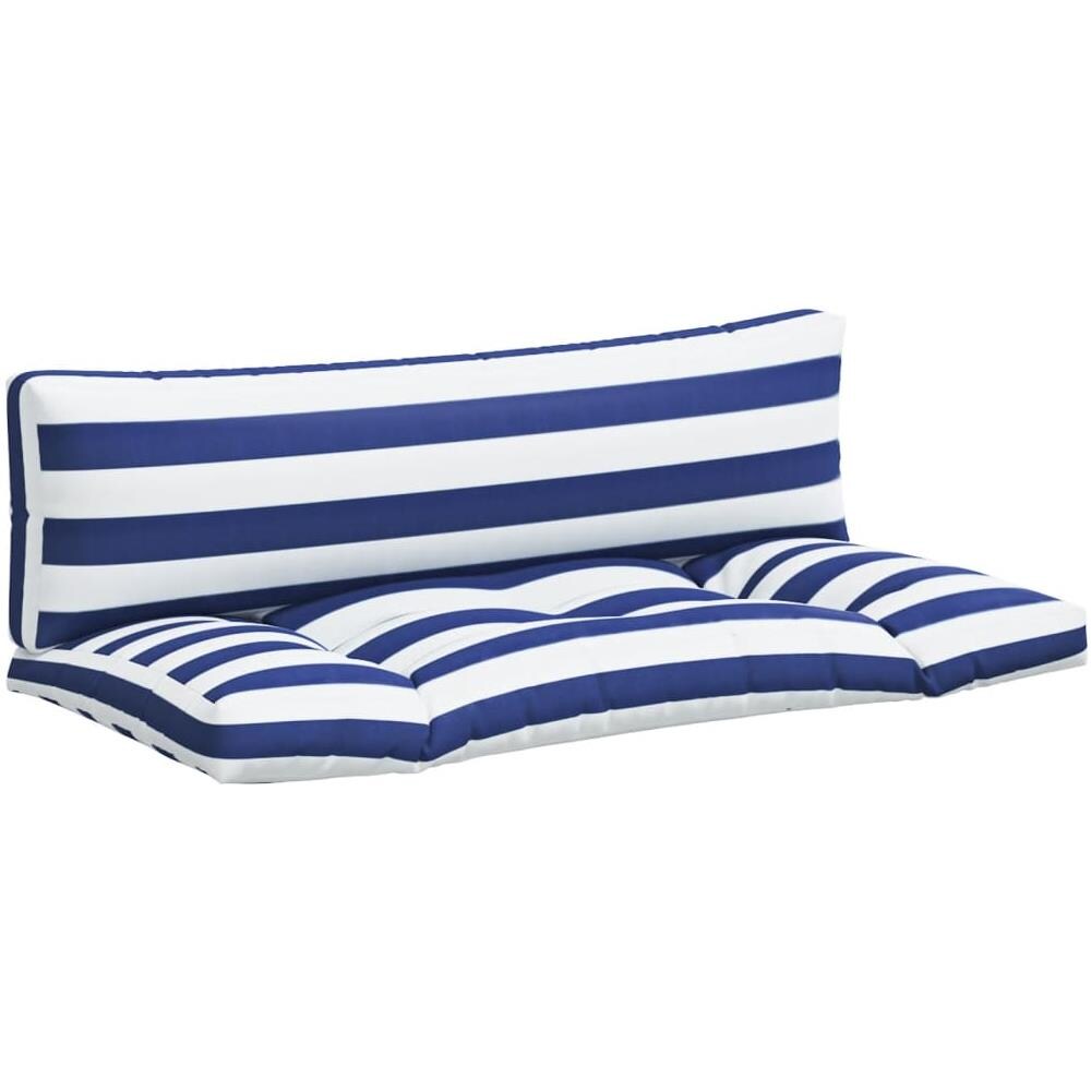 Cuscini Per Pallet 2 Pz Strisce Blu E Bianche Tessuto Oxford - Foto 2
