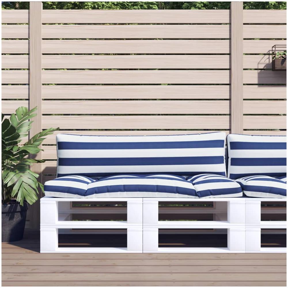 Cuscini Per Pallet 2 Pz Strisce Blu E Bianche Tessuto Oxford - Foto 1