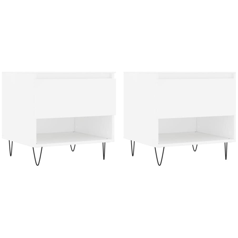 Tavolini Salotto 2 Pz Bianchi 50x46x50 Cm In Legno Multistrato - Foto 2