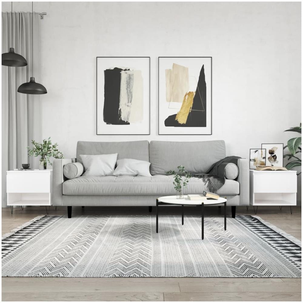 Tavolini Salotto 2 Pz Bianchi 50x46x50 Cm In Legno Multistrato - Foto 1