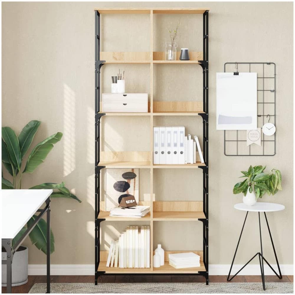 Libreria Rovere Sonoma 78,5x33x188,5 Cm In Legno Multistrato - Foto 1