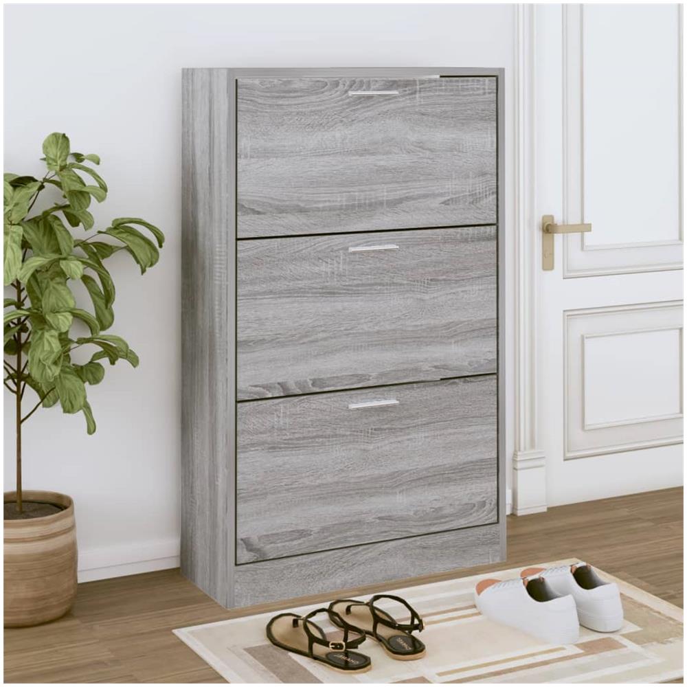 Scarpiera Grigio Sonoma 63x24x103 Cm In Legno Multistrato - Foto 1