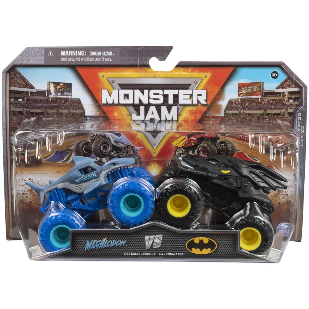 Monster Jam, Monster Truck die-cast ufficiali Batman Vs. Megalodon, in scala 1:64, giocattoli per bambini dai 3 anni in su - Foto 2