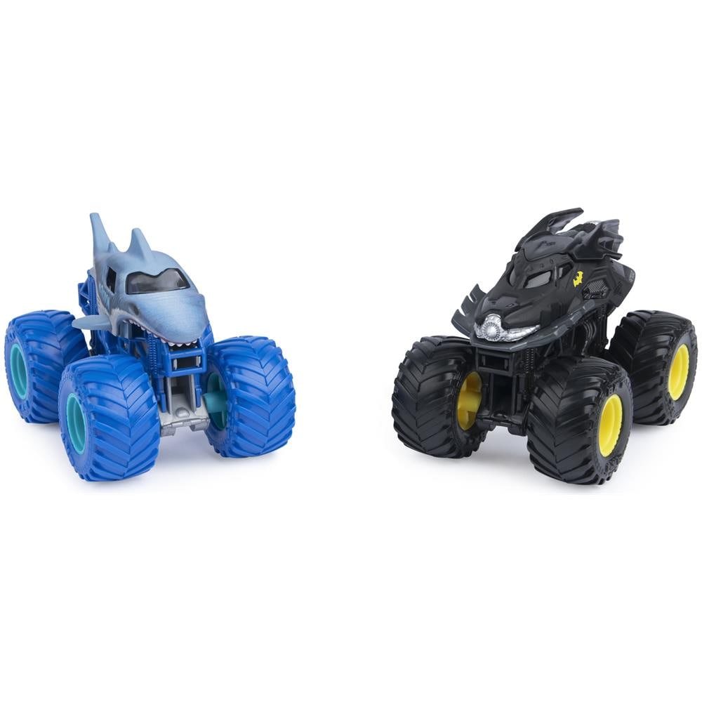 Monster Jam, Monster Truck die-cast ufficiali Batman Vs. Megalodon, in scala 1:64, giocattoli per bambini dai 3 anni in su - Foto 1