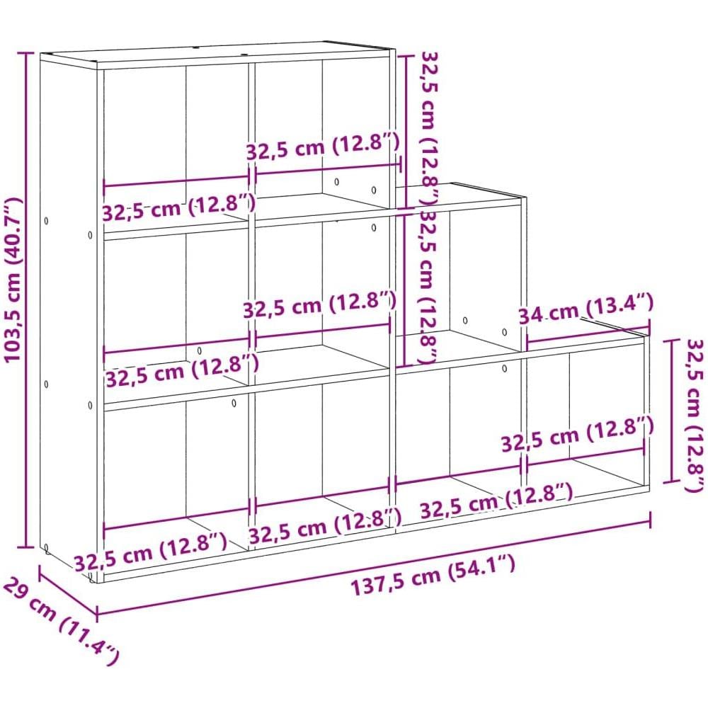 Libreria 4 Ripiani Rovere Sonoma 137,5x29x103,5 cm Truciolato - Foto 10
