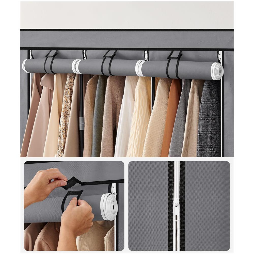 Armadio tessile Valora grigio a 3 ante con ripiani e aste appendiabiti - Foto 8