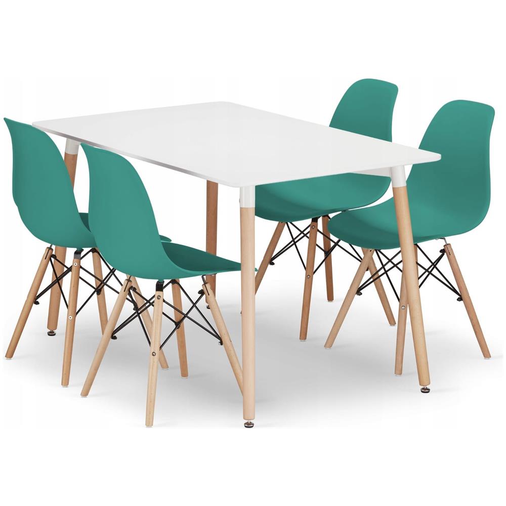 Set da tavolo rettangolare Valora YURO bianco e verde per sala da pranzo x4 - Foto 1