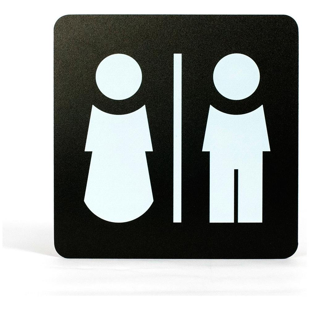 Segnaletica Targa Wc Bagno Uomo Donna Pittogrammi 16X16 Con Adesivo - Foto 2