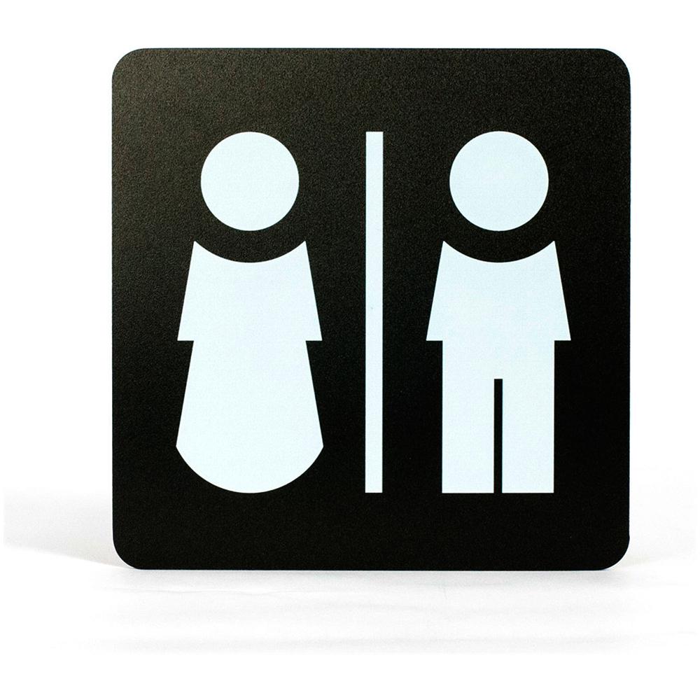 Segnaletica Targa Wc Bagno Uomo Donna Pittogrammi 16X16 Con Adesivo - Foto 1