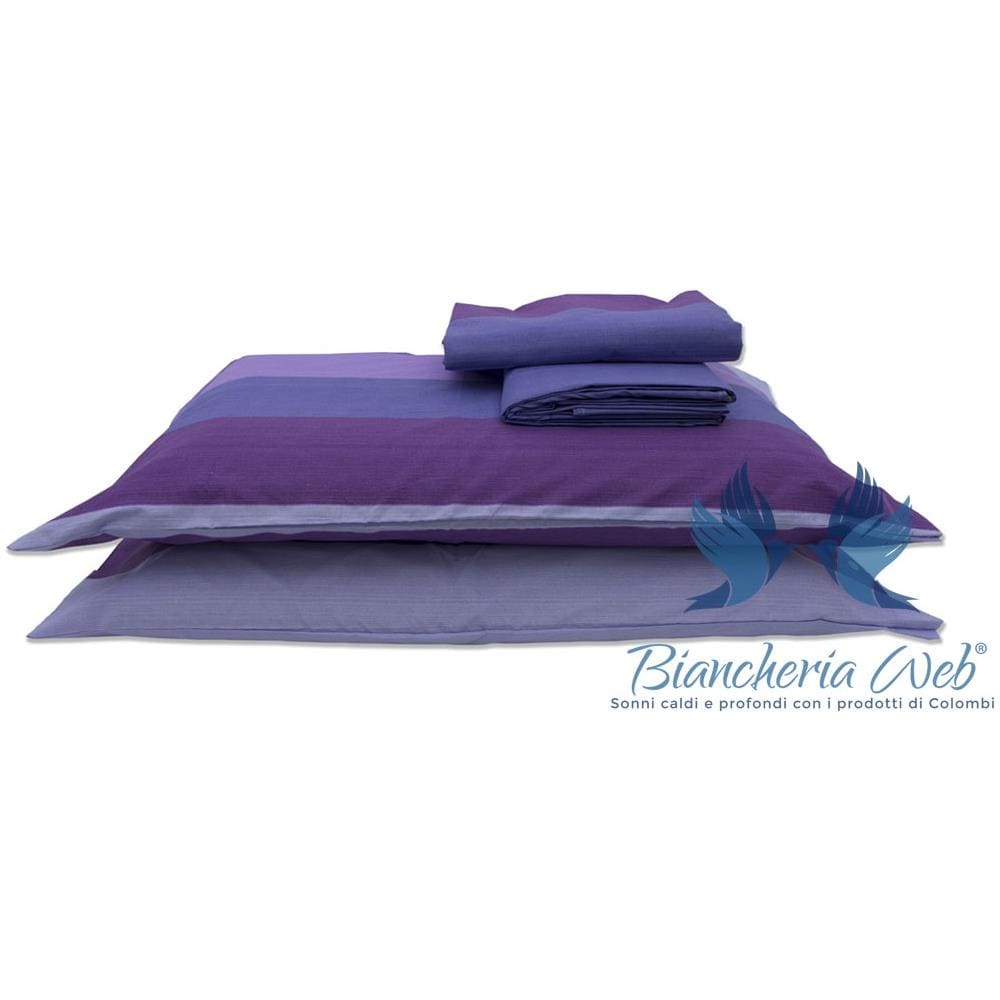 Copripiumino Sacco Piumone In 100% Cotone Disegno Garda Matrimoniale Viola - Foto 1
