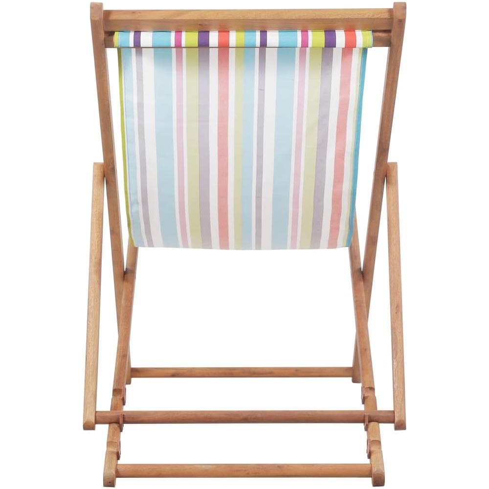 Sdraio da Spiaggia Pieghevole Telaio Legno Tessuto Multicolore - Foto 2