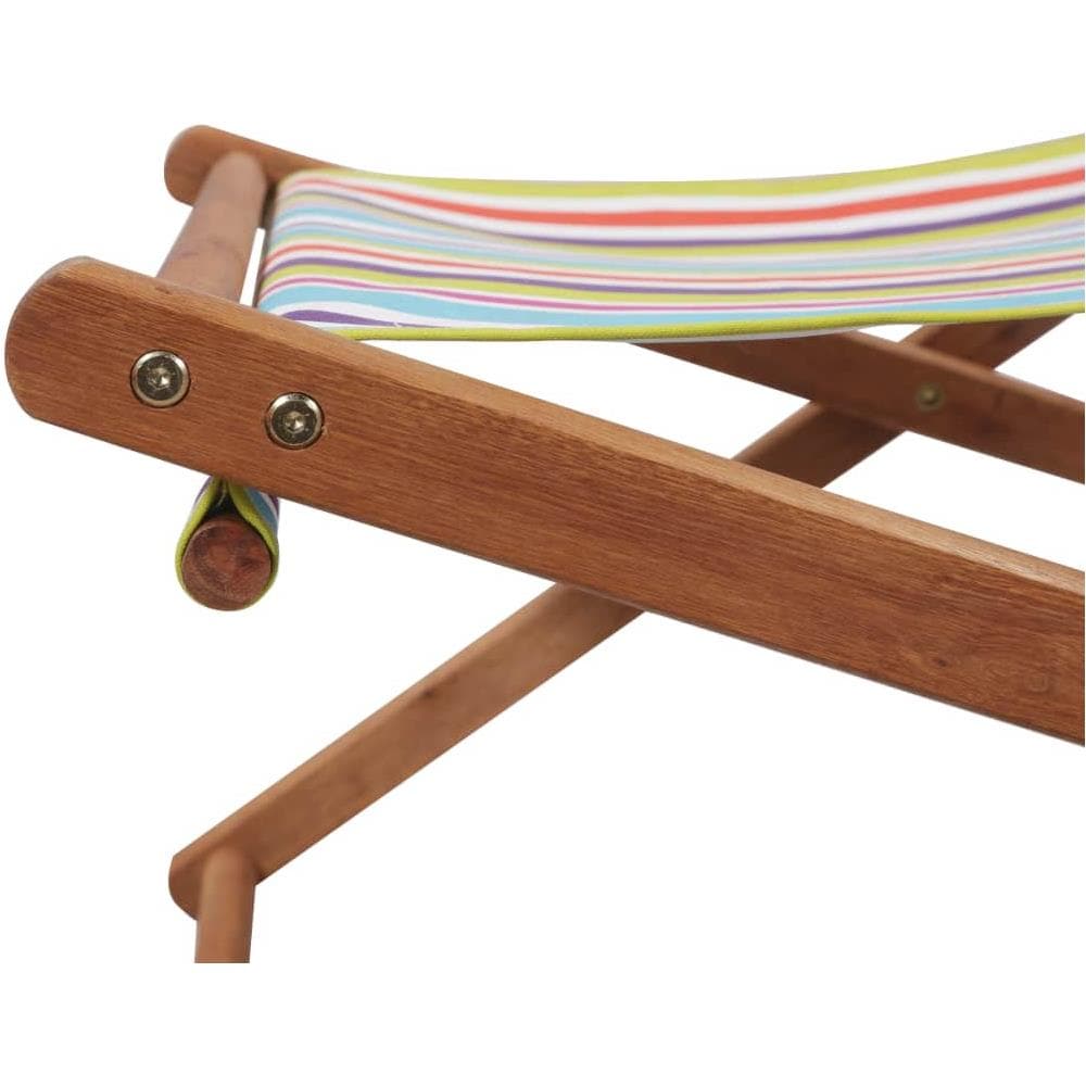 Sdraio da Spiaggia Pieghevole Telaio Legno Tessuto Multicolore - Foto 7