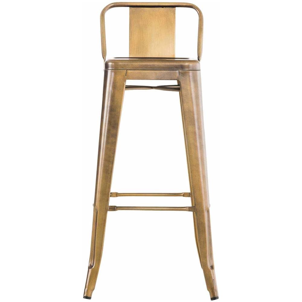 Sgabello Bar in Metallo Mason I Sgabello Alto Bancone Telaio 4 Gambe I Sgabello Industrial, H77CM I Sgabello Pub O Cucina con Schienale Oro - Foto 2