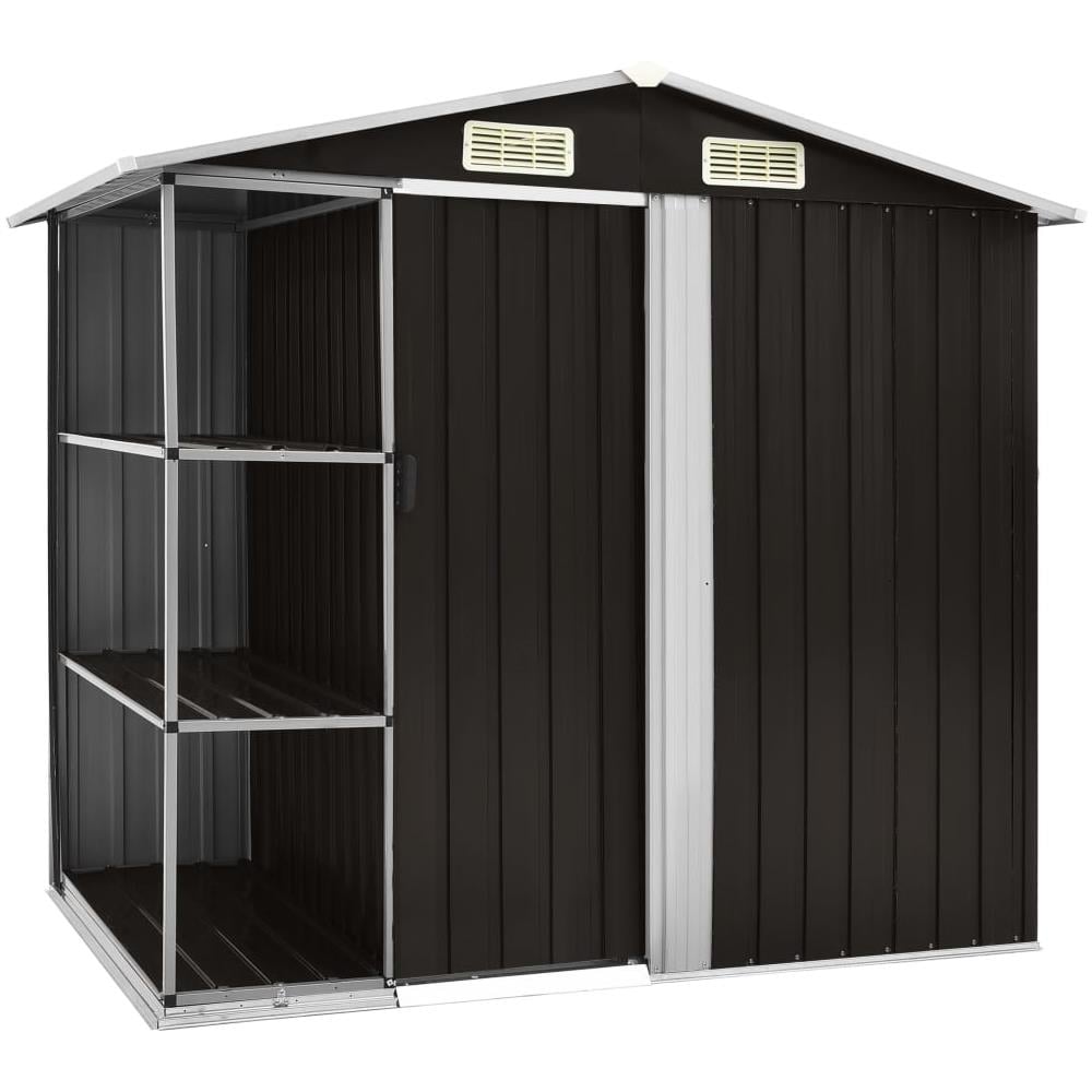 Capanno Da Giardino Con Scaffali Marrone 205x130x183 Cm Ferro - Foto 1