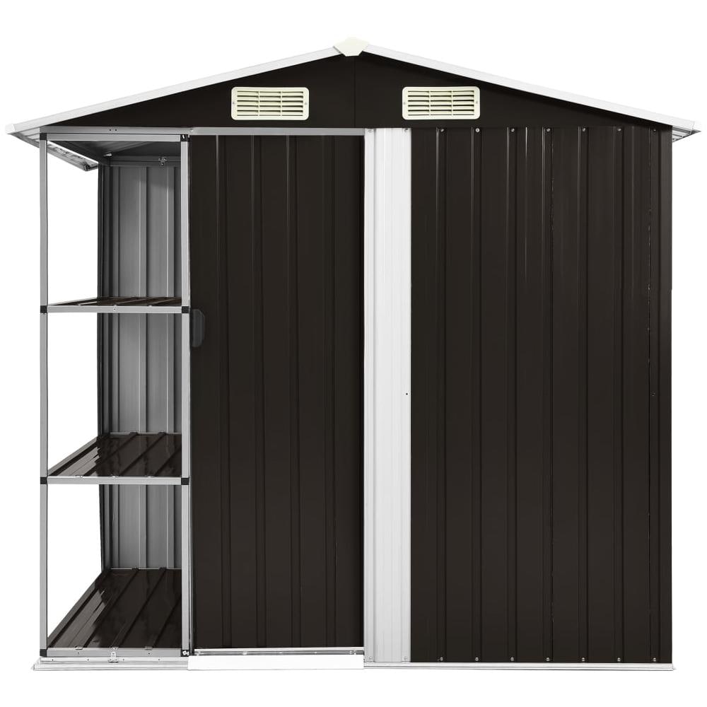 Capanno Da Giardino Con Scaffali Marrone 205x130x183 Cm Ferro - Foto 2