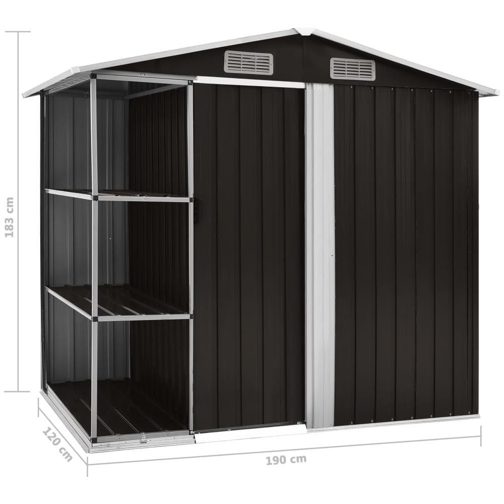 Capanno Da Giardino Con Scaffali Marrone 205x130x183 Cm Ferro - Foto 8