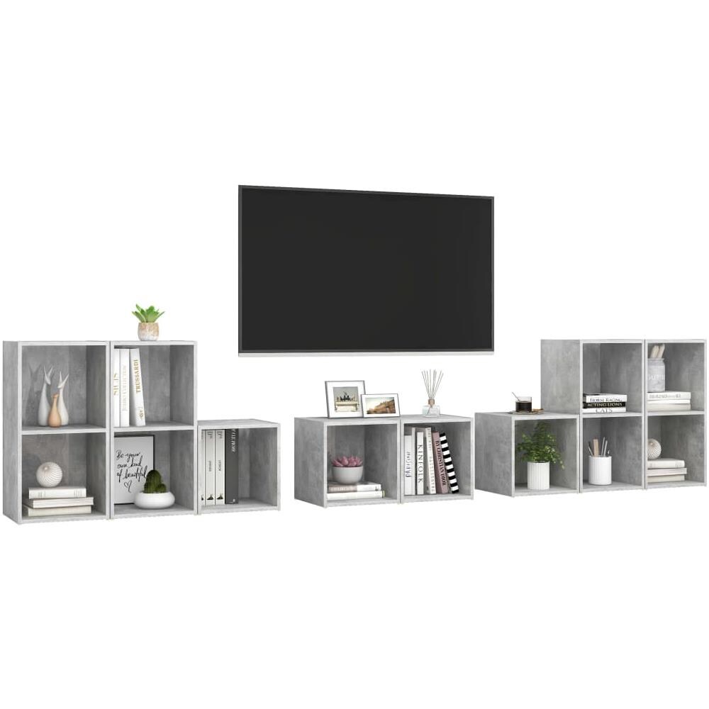 Set Mobile TV 8 pz Grigio Cemento in Legno Multistrato - Foto 2