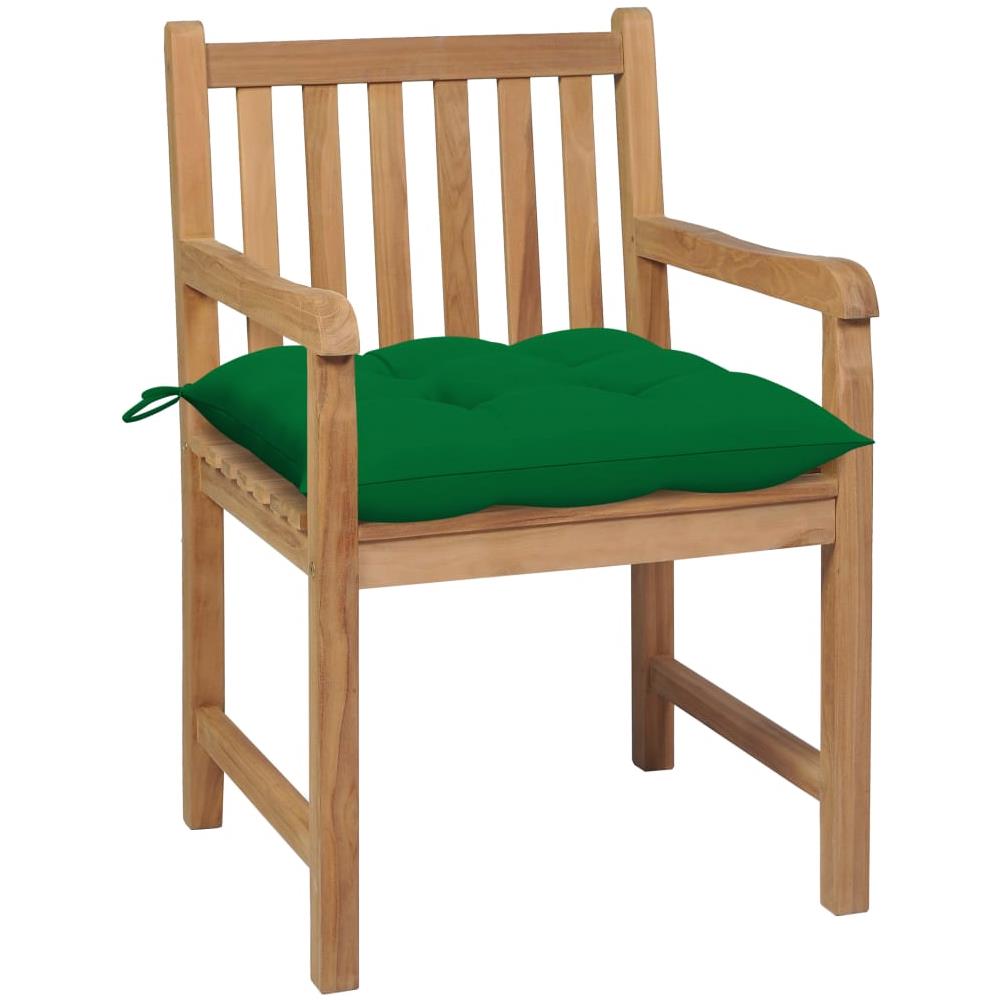 Sedie da Giardino 2 pz con Cuscini Verdi in Massello di Teak - Foto 2