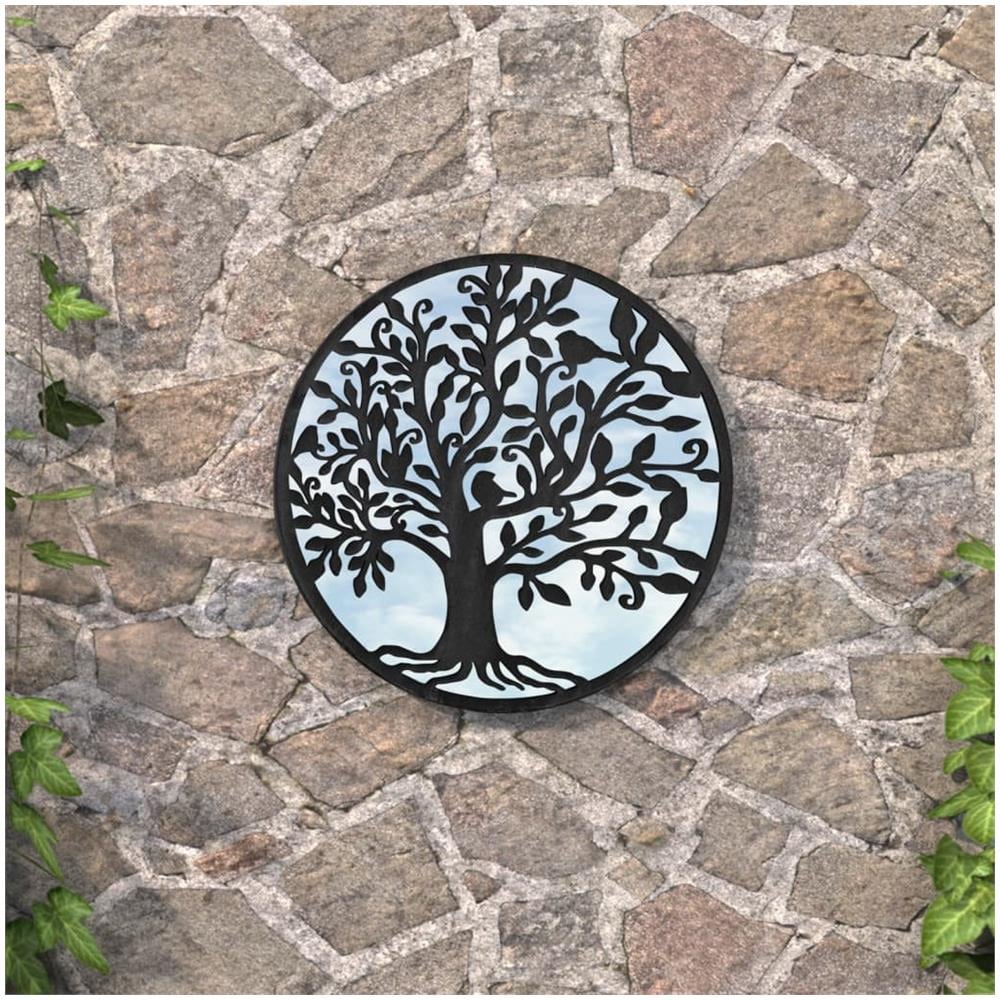 Specchio Da Giardino Nero 60x2,5 Cm In Ferro Rotondo Da Esterno - Foto 1