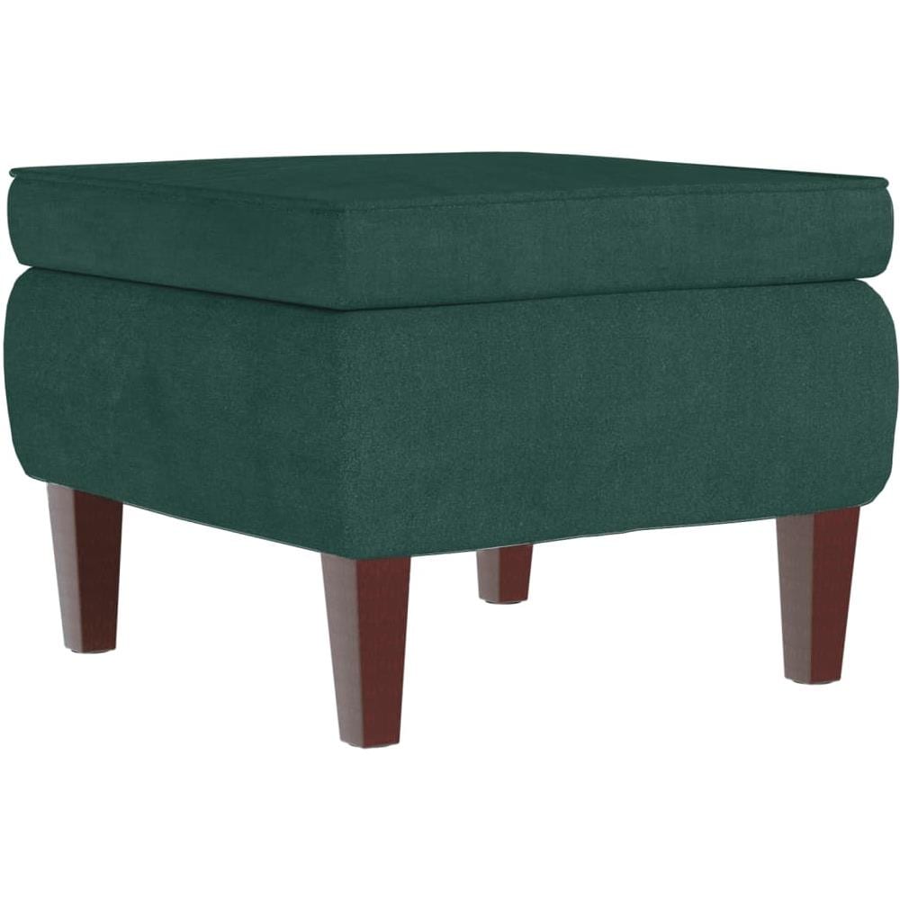 Poggiapiedi Con Gambe In Legno Verde Scuro In Velluto - Foto 1
