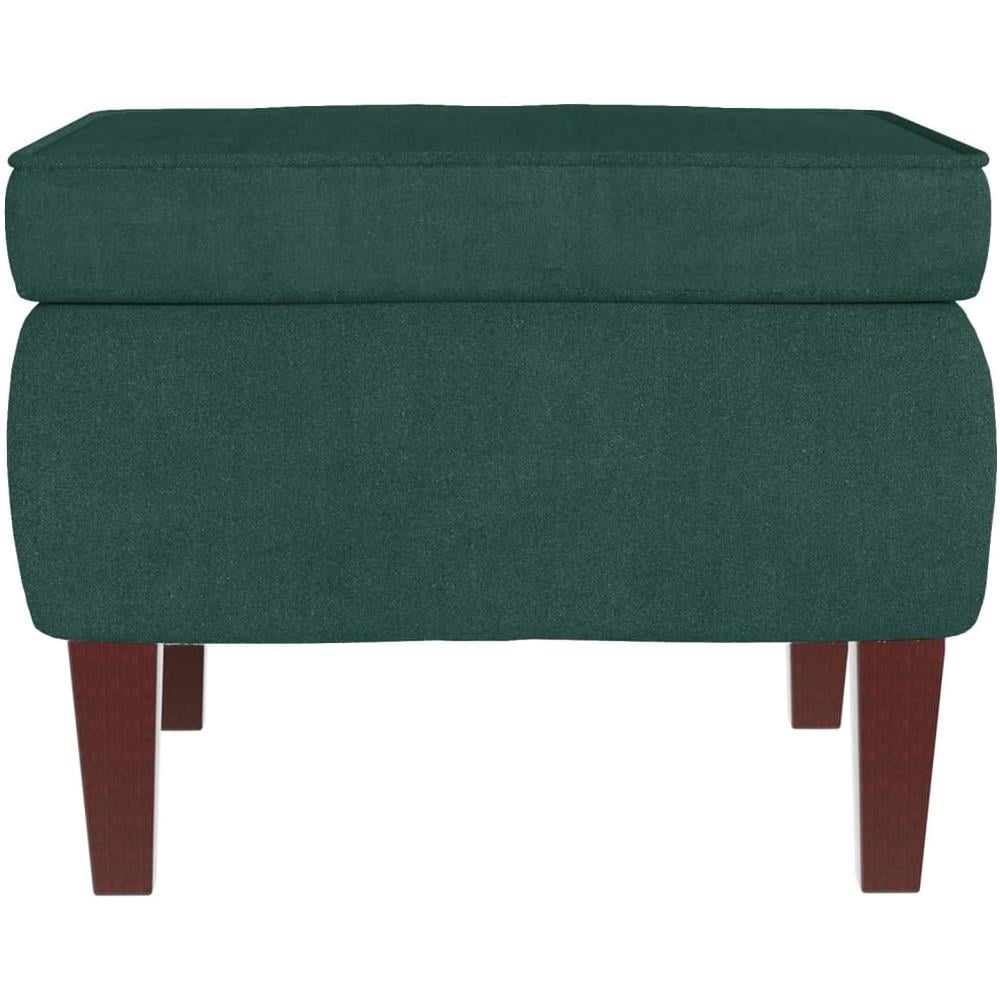 Poggiapiedi Con Gambe In Legno Verde Scuro In Velluto - Foto 4