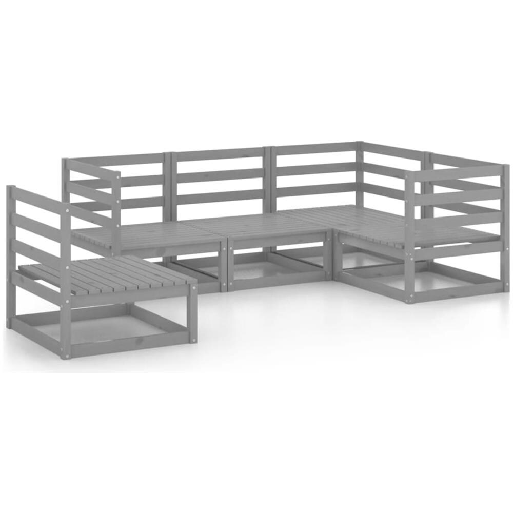 Set Divani Da Giardino 5 Pz Grigio In Legno Massello Di Pino - Foto 2