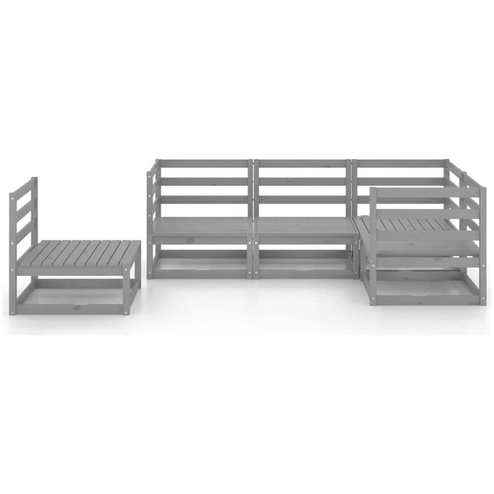 Set Divani Da Giardino 5 Pz Grigio In Legno Massello Di Pino - Foto 3