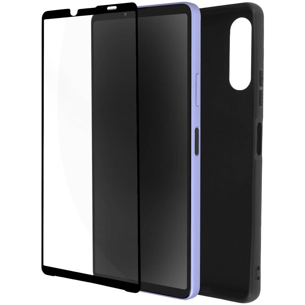 Cover Silicone Morbido Sony Xperia 10 Iv Nera + Vetro Temperato 9h Trasparente - Foto 1