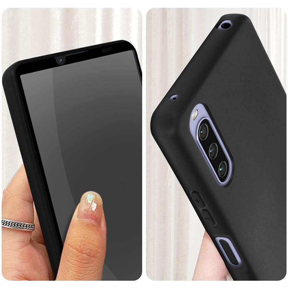 Cover Silicone Morbido Sony Xperia 10 Iv Nera + Vetro Temperato 9h Trasparente - Foto 5