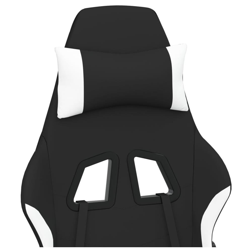 Sedia da Gaming Massaggio e Poggiapiedi Tessuto Nero e Bianco - Foto 11