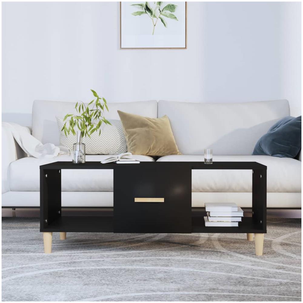 Tavolino Da Salotto Nero 102x50x40 Cm In Legno Multistrato - Foto 1