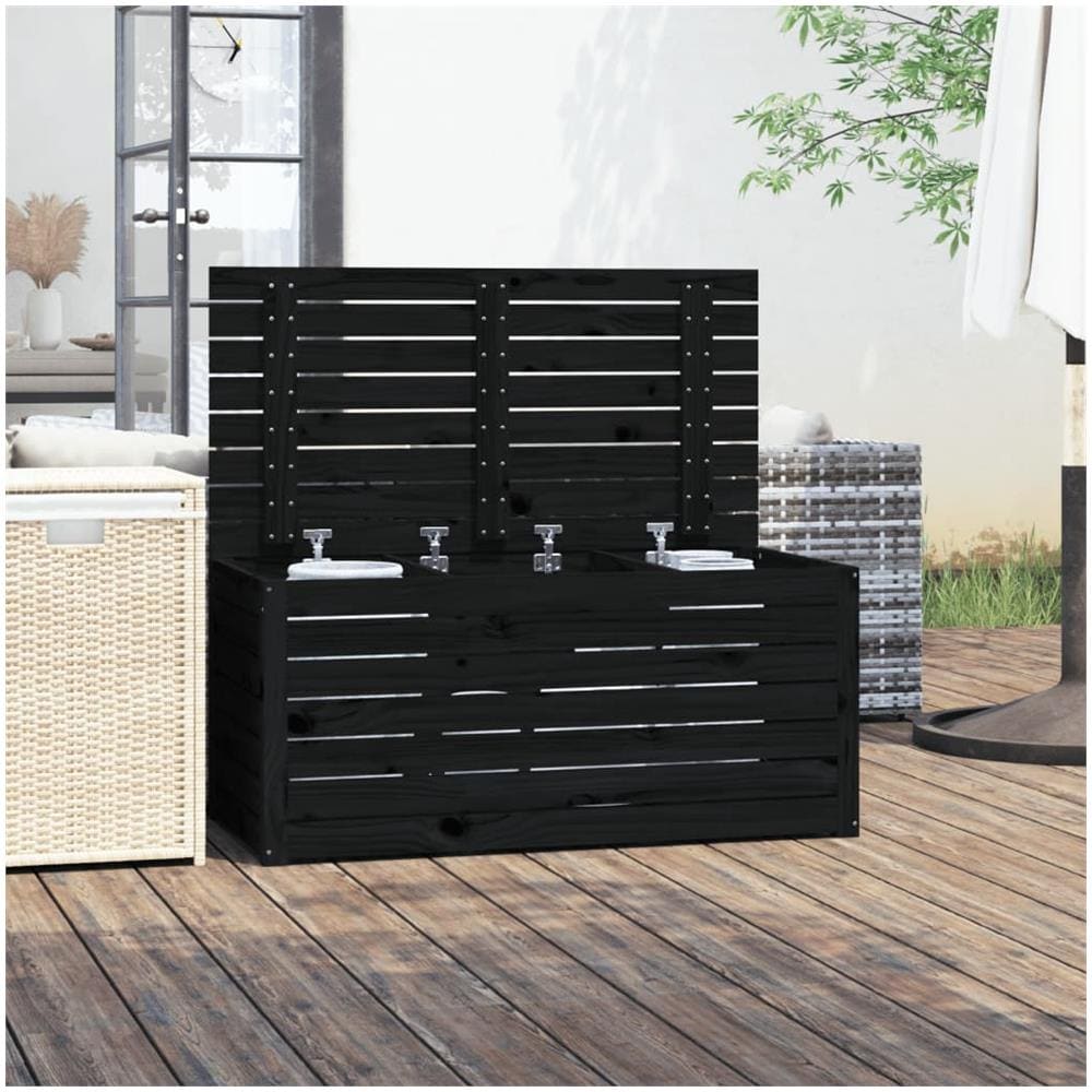 Contenitore Giardino Nero 101x50,5x46,5 Cm Legno Massello Pino - Foto 3