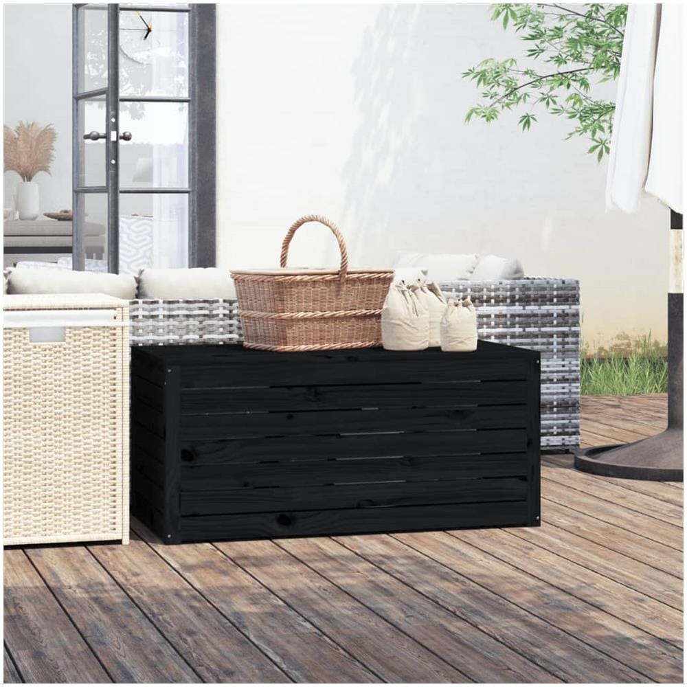 Contenitore Giardino Nero 101x50,5x46,5 Cm Legno Massello Pino - Foto 1
