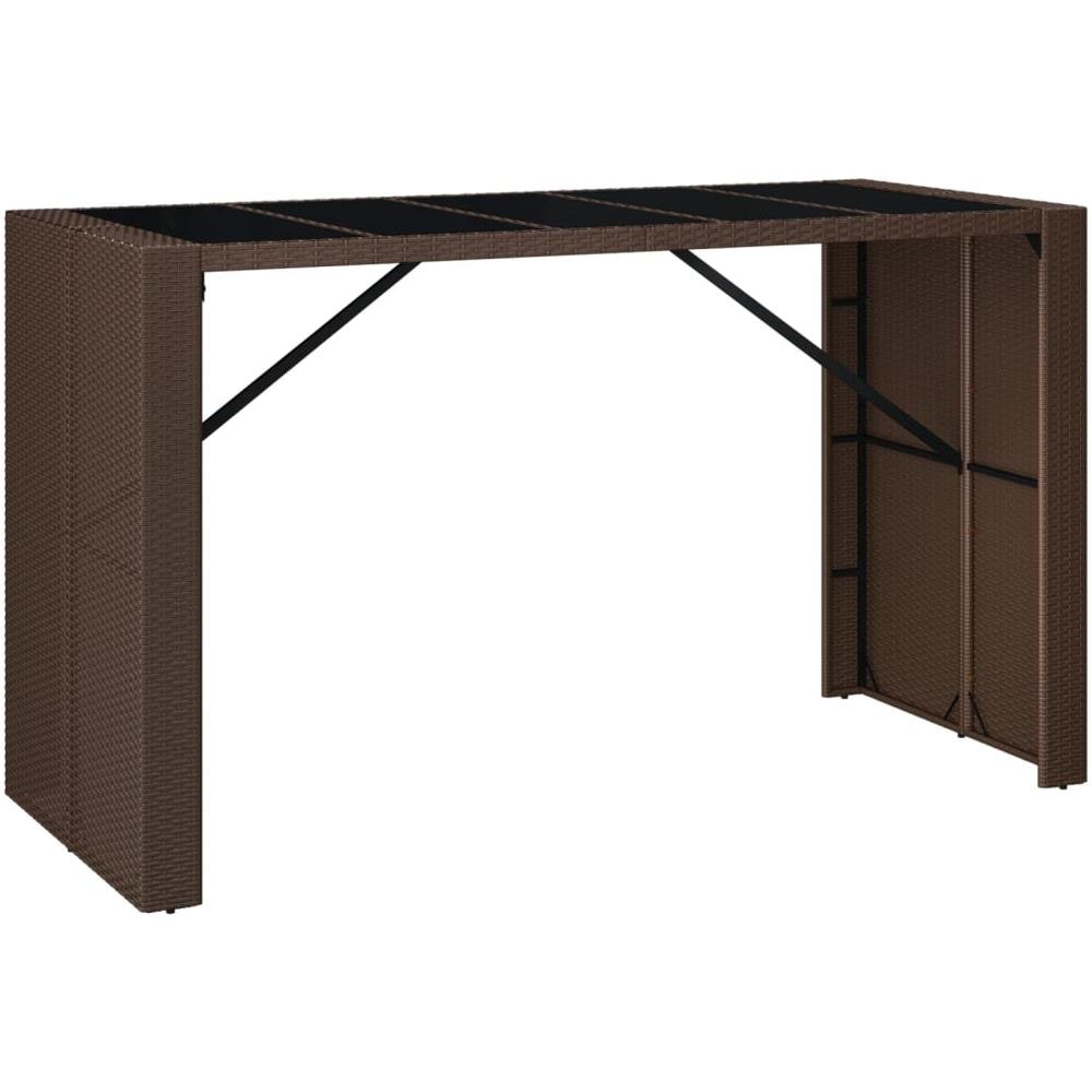 Tavolo Bar Con Piano In Vetro Marrone 185x80x110 Cm Polyrattan - Foto 2