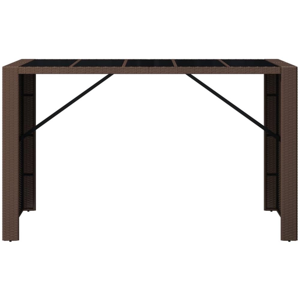 Tavolo Bar Con Piano In Vetro Marrone 185x80x110 Cm Polyrattan - Foto 3