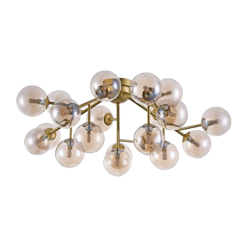 Lampadario Contemporaneo Dallas Metallo Oro 20 Luci Diffusori Ambra - Foto 1