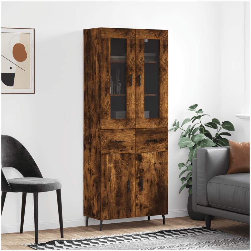 Credenza Rovere Fumo 69,5x34x180 Cm In Legno Multistrato - Foto 1