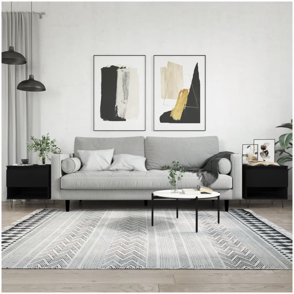 Tavolini Da Salotto 2 Pz Neri 50x46x50 Cm In Legno Multistrato - Foto 1