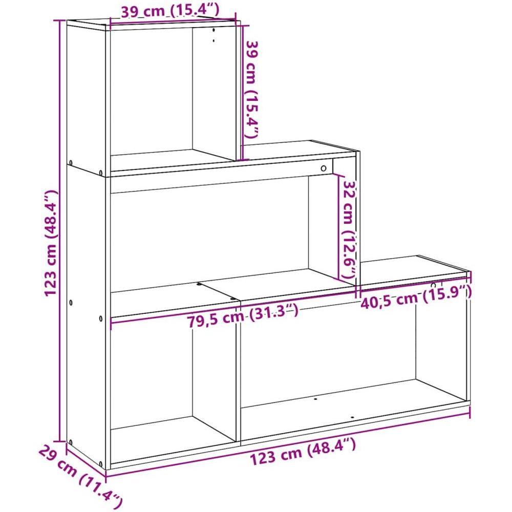 Libreria Divisorio 3Piani Grigio Cemento 123x29x123 Truciolato - Foto 10